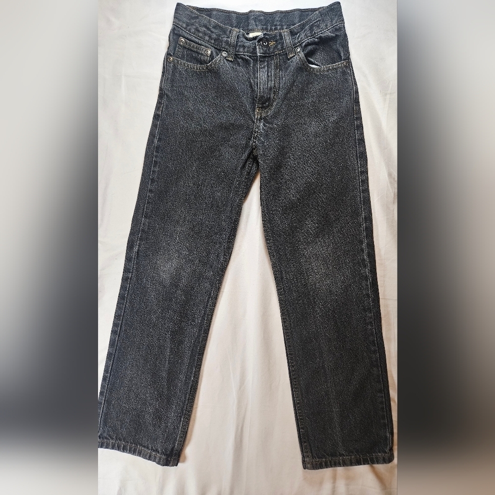 Faded Glory Boys Black Long Straight Leg 5 Pocket Jeans Size 10R